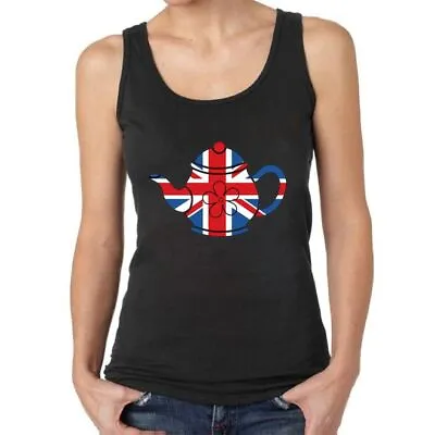 Girls Teapot Queen Ladies Vest Tank Top Union Jack Flag Flag T Shirt • £8.60