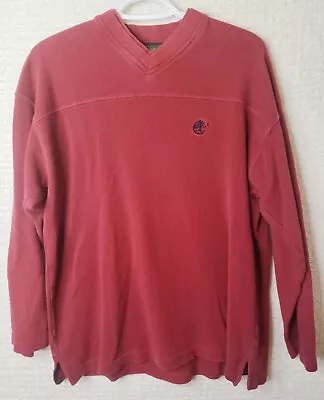 Timberland Waffle Knit Thermal Shirt Men’s Large Red Long Sleeve V-Neck Tee • $13.43