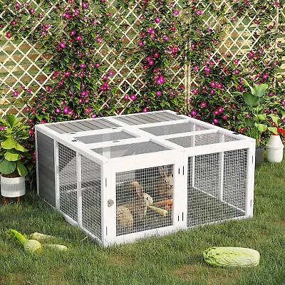 Rabbit Hutch Small Animal Cage Guinea Pig Run Hideaway With Openable Roof • £84.99