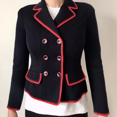 £50.90 • Buy Luisa Spagnoli, Vintage Red And Black Buttoned Blazer