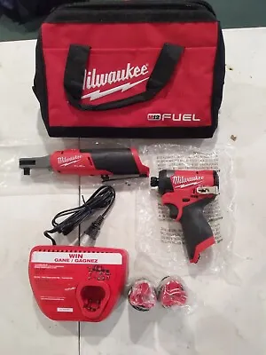 Milwaukee 3453-22HSR M12 FUEL 2-Tool Combo Impact Driver/Ratchet Kit P71 • $199.99