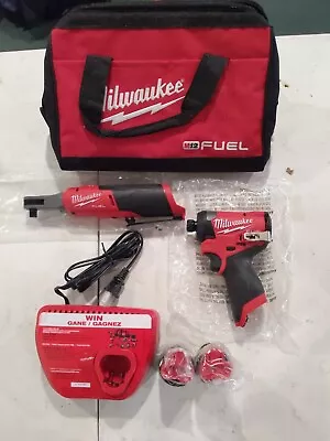 Milwaukee 3453-22HSR M12 FUEL 2-Tool Combo Impact Driver/Ratchet Kit P86 • $199.99