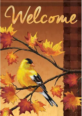 Welcome Fall Finch Bird Leaves Thanksgiving Mini Window Garden Yard Flag New • $8.97