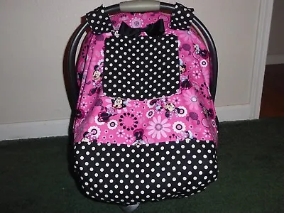**MINNIE MOUSE*w/bow Fitted W/peekaboo Handmade Car Seat Canopy • $79.99