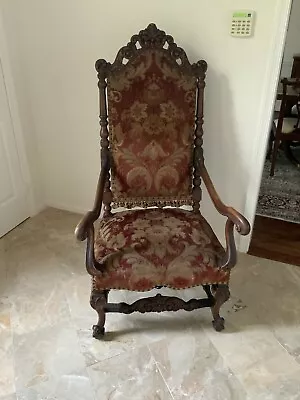 Antique High Back Carved Arm Chair European • $624