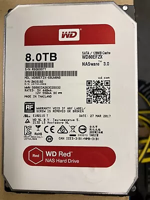 Western Digital Red WD80EFZX 8TB 5400 RPM 3.5  Hard Drive SATA #3 • £119.99