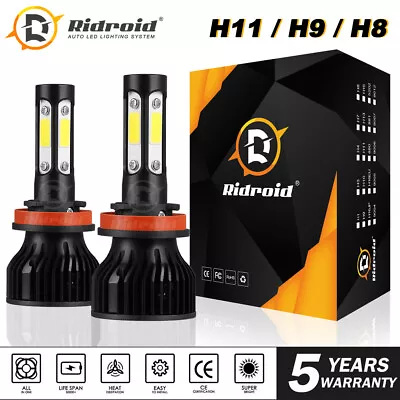 Pair 4-Side H11 H8 H9 LED Headlight Kits High Power Bulbs 6000K 120W 32000LM • $15.98