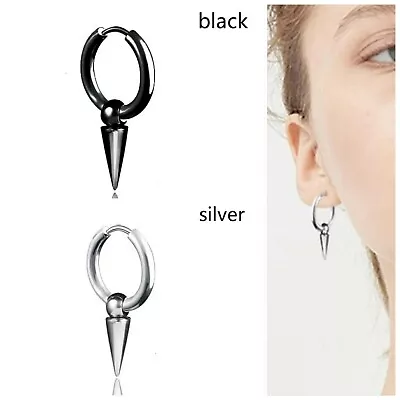 Spike Cone Hoop Circle Stud Pendant Stainless Steel  Earrings Women/men • £4.49