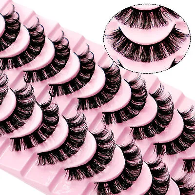 10Pairs Russian Style Strip Lashes D Curl Mink False Eyelashes Full Curled UK • £4.99