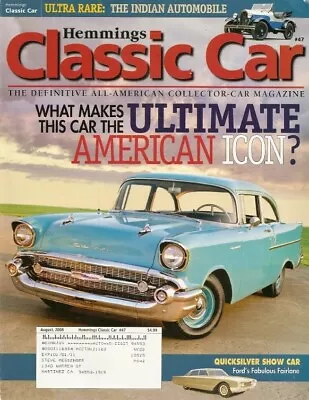 HEMMINGS CLASSIC CAR 2008 AUG - 57 CHEVY Spcl INDIAN AIRFLOW QUICKSILVER • $9.99