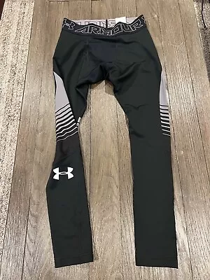 Mens Under Armour Cold Gear Gray Black Jock Spandex Tights Compression Pants L • $29.40