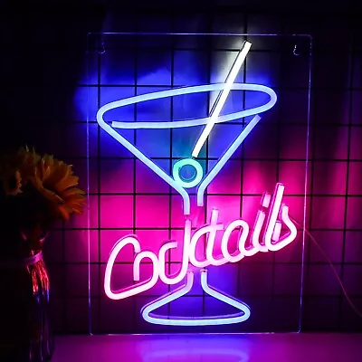 Cocktails Neon Sign Martini Neon Light Sign Led Neon Signs Bar Led Bar Cocktail • $35.35