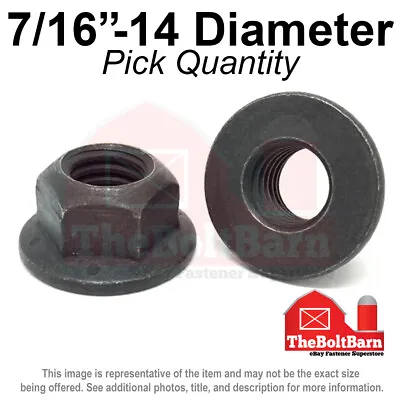 7/16 -14 Grade 8 (G) Hex Flange Top Lock Nuts Coarse Phos & Oil (Pick Quantity) • $14.17