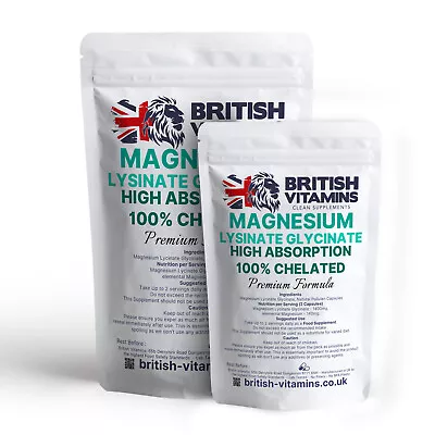 Magnesium Lycinate -Glycinate 100% Chelated Contains 10% Elemental Magnesium • £23.79