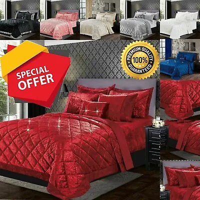 Bedspread Quilted Comforter With Pillowsham Bedding Set Crushed Velvet Santiago • £71.99