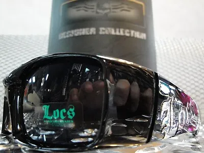 Men's MOTORCYCLE BIKER GANGSTER HARDCORE LOCS SUN GLASSES Black Frame Dark Lens • $13.99