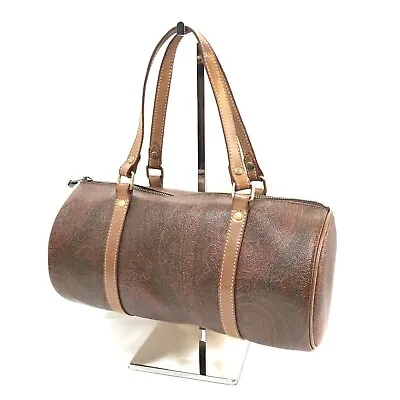 ETRO Mini Boston Bag Paisley PVC Leather Brown • $107