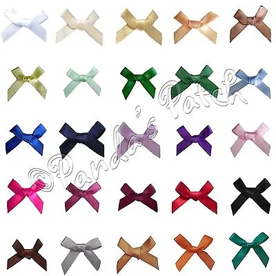 7mm Mini Satin Ribbon Bows Small 3cm Wide Pre-Tied Wedding Cards Sewing • £2.75