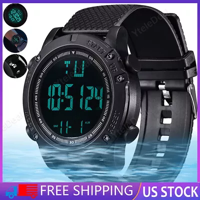 Waterproof Digital Sports Watch Military Tactical LED Backlight Wristwatch Men • $7.35