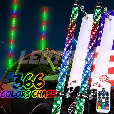 2X3ft RGB LED Whip Light Flag Pole For UTV ATV Accessories RZR Can-Am Polaris • $86.99