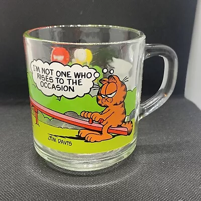 Vintage 1978 Garfield Glass Mugs From McDonalds  Im Not One Who Rises To The...  • $0.99