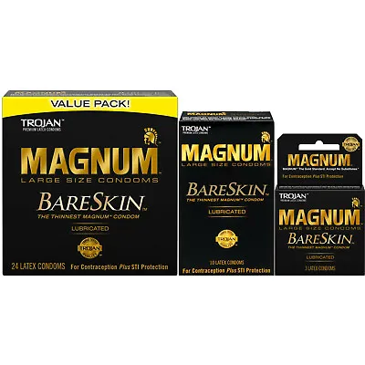 Trojan Magnum BareSkin Thinnest Sensitive Large Lubricated Latex Condoms • $14.99