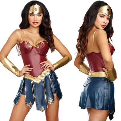 £20.89 • Buy Adult Superhero Wonder Woman Diana Costume Halloween Cosplay Party Fancy Dress ~