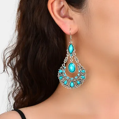 Vintage Boho Turquoise Earrings Chic Retro Glamour Timeless Beauty Jewellery • $2.98