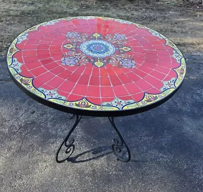 Mosaic Tile Top Table Iron Base • $3200