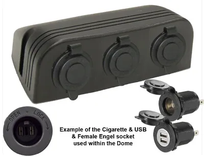 3 Way 12V Accessory DOME SURFACE MOUNT Cigarette Engel Fridge & Dual USB Socket • $39.95