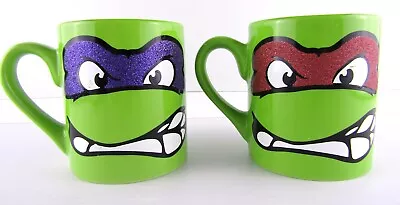 Ninja Turtles Coffee Mug Glitter Mask Paint 2011 Raphael Donatello TMNT Lot Of 2 • $19.39