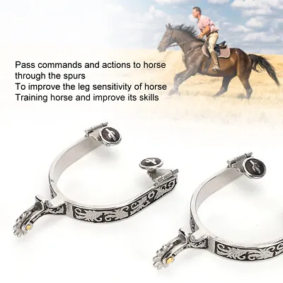 Stainless Steel West Cowboy Exquisite Pattern Horse Boot Spurs Decoration Wi Ghb • £30.95