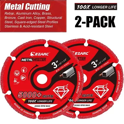 2PC 3x3/8  EZARC Diamond Saw Blade Cutting Wheel For Angle Grinder Disc 20300RPM • $22.49