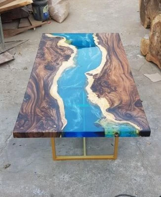 Coffee Dinning Table Top Epoxy Resin Handmade Wood Table Top Custom Order • $526.83