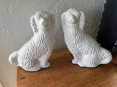 Staffordshire White 10 In Pair Of Comforter Spaniels Dogs White Vintage • $140