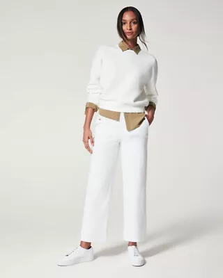 Stretch Twill Cropped Wide Leg Pants Womens High Waist Casual Pant Tummy Control • $25.99