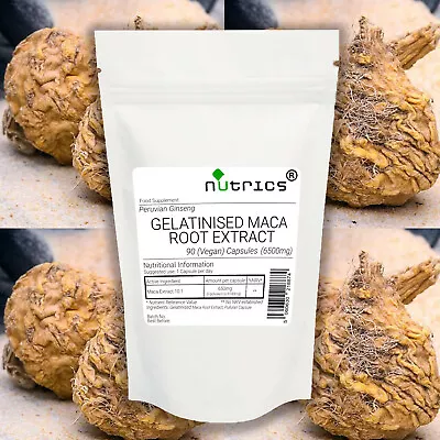 £9.99 • Buy Nutrics® 6500mg MACA ROOT EXTRACT Gelatinised Maca Peruvian Ginseng V Capsules