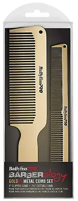 BaBylissPRO GOLDFX Metal Comb 2 Pack Gold BARBERology Babyliss Pro GOLD FX • $18.95