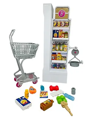 Barbie Grocery Shopping Cart W/ Merchandise Grocery Store Shelves Ships Free • $21.05