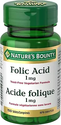 Nature's Bounty Folic Acid 150 Tablets    EXP MR/2026 • $12.99