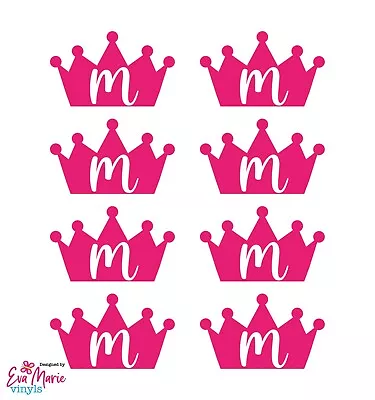 Tiara Crown Vinyl Decal Stickers With Initial Princess Or Prince X 8 FREE P&P • £2.99