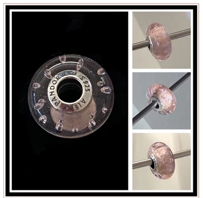 $68 • Buy ~ RETIRED Genuine Authentic Pandora Pink Glitter Murano Bead Item 791670