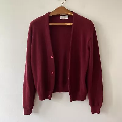 Vintage Christopher Michael Maroon Knit Button Cardigan Sweater Mens Large • $29.99