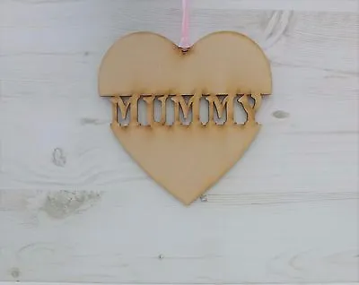 Word Plaque HEART Mum Nan Nanny Mummy Dad Mothers Fathers Day MDF W15 • £2.50
