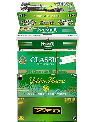 King Size Menthol Cigarette Tubes Variety Pack Classic Zen Hot Rod Premier 5 Ct • $25.99