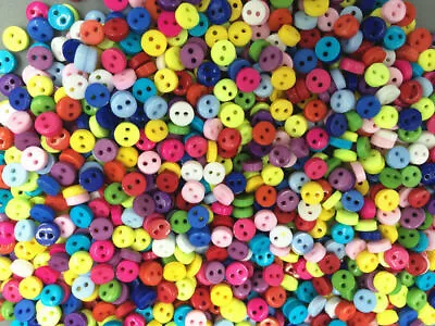 200pcs Mixed Mini Colors Round Shape Resin Buttons Lots 2 Holes Sewing 6mm • $2.61