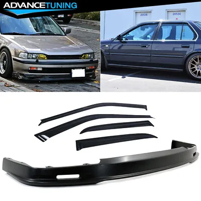 For 90-93 Honda Accord Sedan Mugen Style PP Front Bumper Lip + Sun Window Visor • $116.99