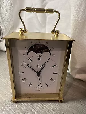 Vintage MCM Gold Colored Equity Moon Rising Table Or Desk Clock WORKS • $19.99