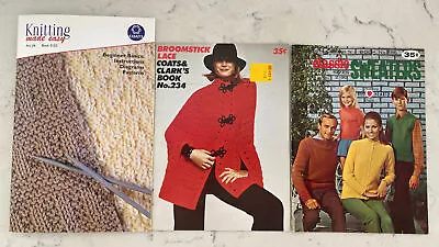 Lot Of 3 Vintage Knitting Pattern Books Pamphlets Booklets Magazines • $8