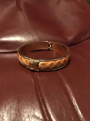Vita Fede Made In Firenze Italy Leather Snakeskin Gold Tone Hinged Bracelet • $25